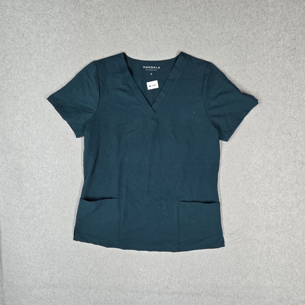Mandala Women Scrub Top M Teal Equa-Tek Medical Scrub PO#1072 Short Sleeve